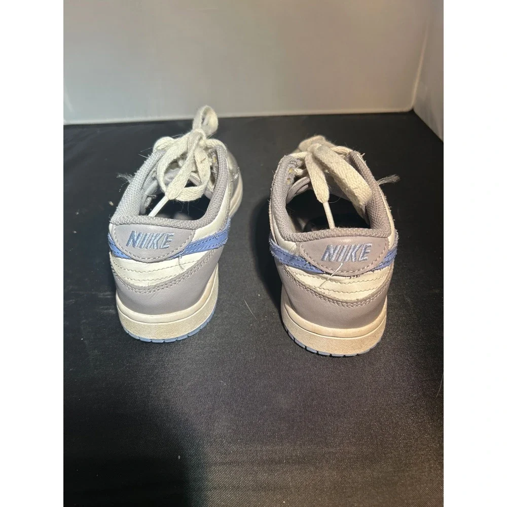 Nike Dunk Low Toddler Shoes‎ Light Grey White Blue Swoosh Sneakers Size 1Y